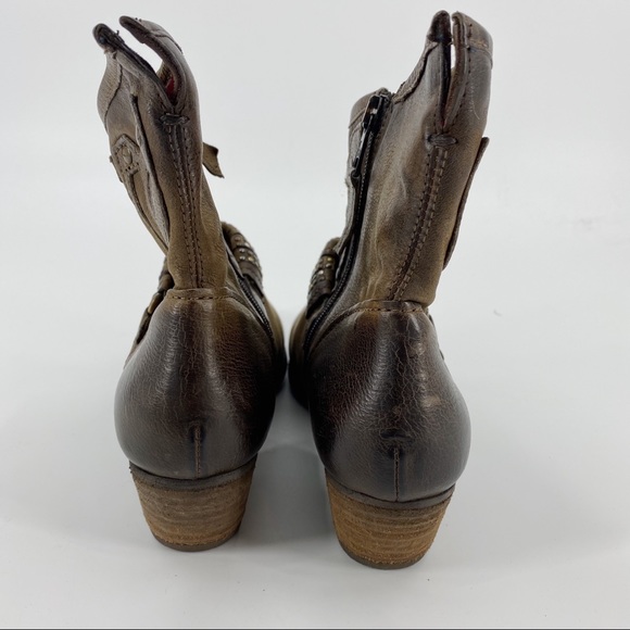 MJUS leather moto ankle booties distressed look - Picture 6 of 8